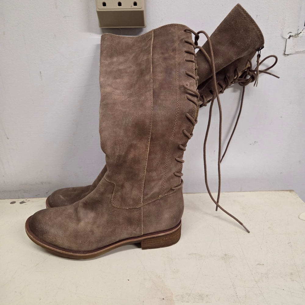 Sofft Aqua Waterproof Brown Leather Lace Up Back Tall Boots 6.5M SF0009206
